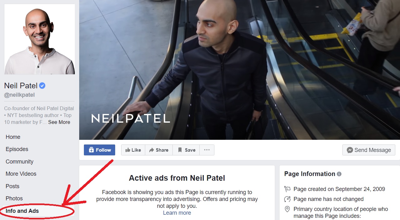 Facebook view ads feature Neil Patel