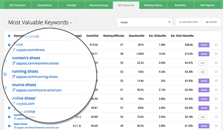 SpyFu Review - SEO and Keyword research tool - keyword report